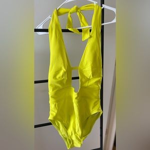 Bright yellow AdoreMe one piece swimsuit. NWT.